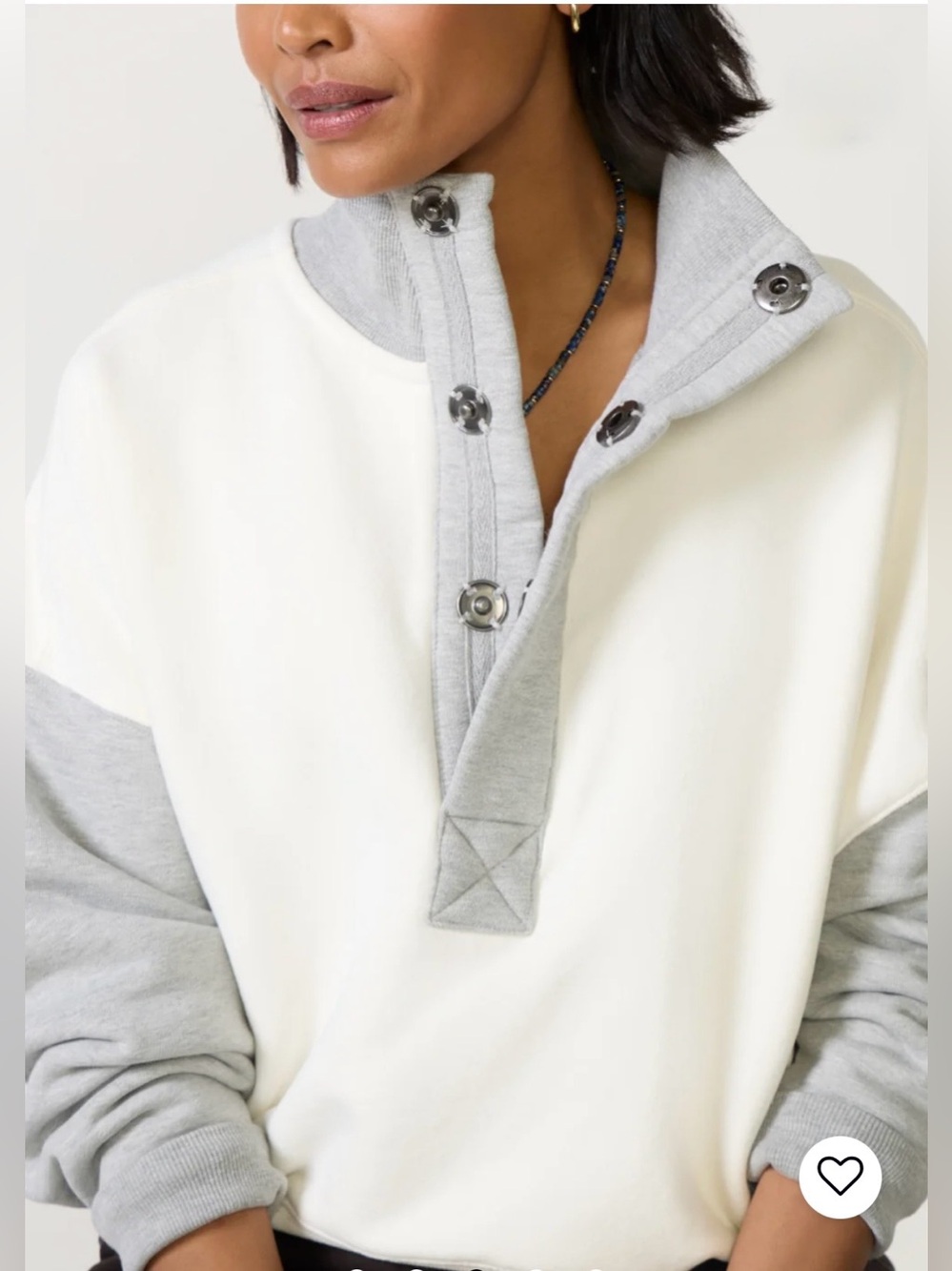 Free People NWT Colorblock Timeless Sweatshirt Size L Heathergreycombo - Picture 5 of 9